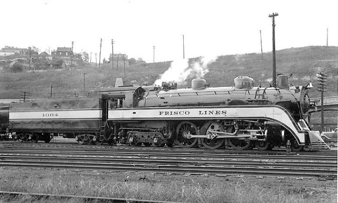 A Frisco steam locomotive in 1946