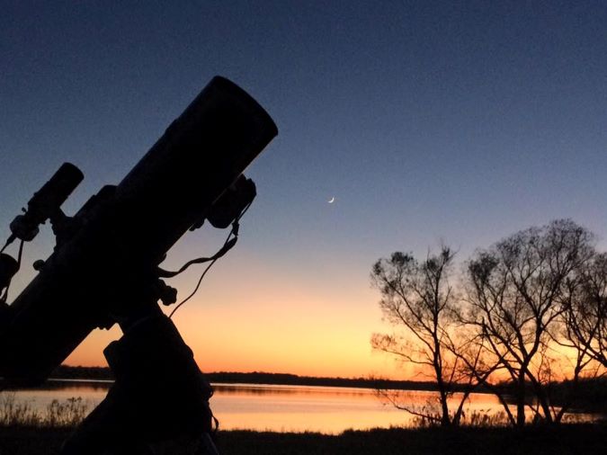 Fortner&rsquo;s photo of the sunrise at Middle Creek Lake, Colorado, after a night of imaging one of his favorites, the M81 and M82. The mount is an Atlas EQ-G from Orion. The telescope is an 150mm Maksutov-Newtonian from Explore Scientific. 