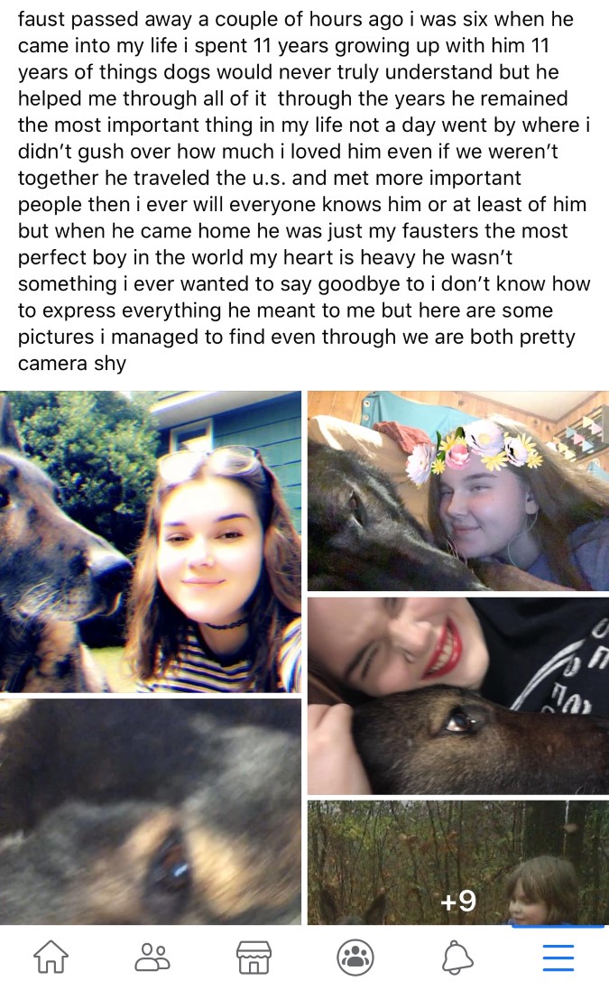 A heartfelt social media post written by Schaffer&rsquo;s daughter. 