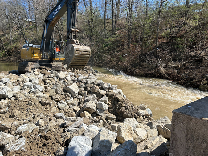 The site is prepared for new bridge construction on April 8.