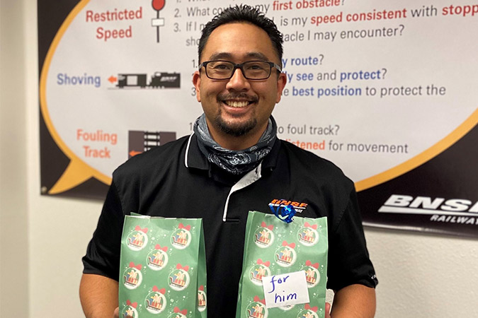 Eden Omura worked with San Bernardino employees to collect “love bags” for nursing home residents. Eden Omura worked with San Bernardino employees to collect “love bags” for nursing home residents.