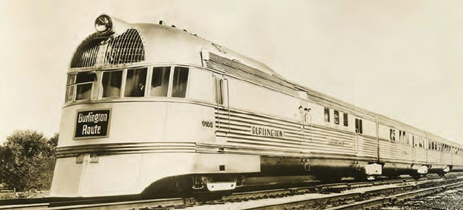 The “Pioneer Zephyr” reached 104 mph on its trial run in 1934.