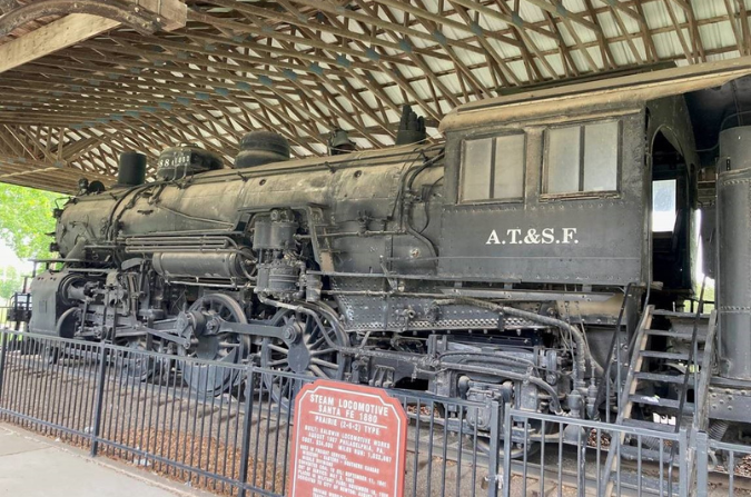 Historic steam locomotive ATSF 1880, dedicated to the City of Newton on Aug. 21, 1956. Historic steam locomotive ATSF 1880, dedicated to the City of Newton on Aug. 21, 1956.