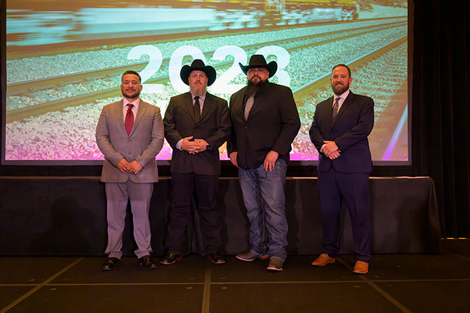 Left to right, members of the team recognized at BNSF&rsquo;s Employees of the Year: Mark Roybal, Jon Mecham, Nick Garibay, and Nick DeRieux 