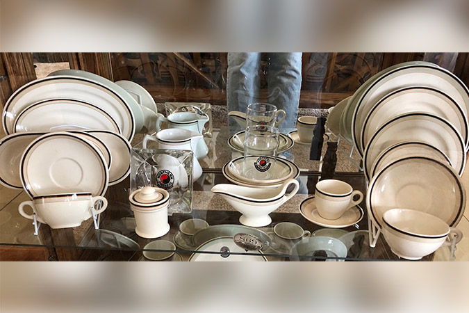 A collection of railroad china in Northern Pacific&rsquo;s &ldquo;Northwest&rdquo; pattern, Courtesy of Jan and Bill Taylor