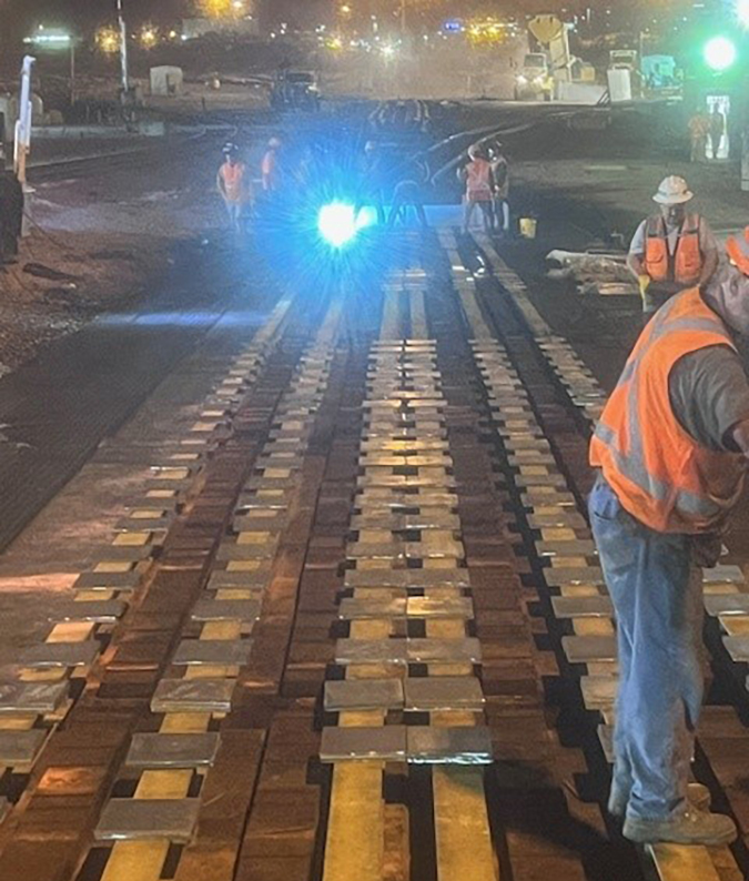 Crews retrofit the foundation for the new master retarder.