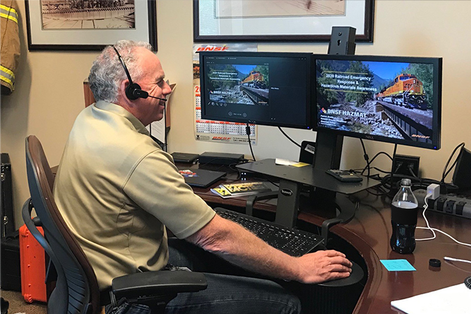 Pat Brady, BNSF&rsquo;s General Director, Hazardous Materials Safety, hosts a webinar with first responders.